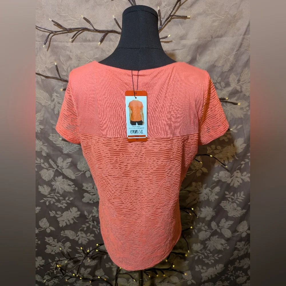 Calvin Klein Porcelain Rose Textured Lined Top, Size M, NWT!
